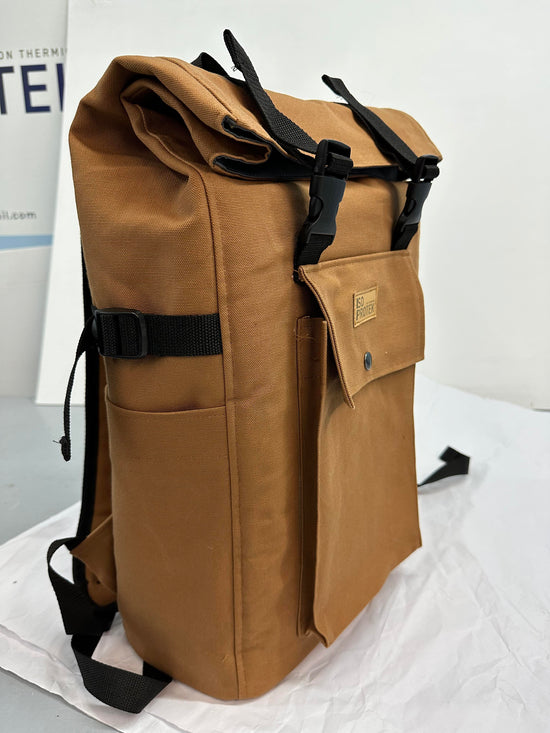 Adjustable Fold-Over Brown Everyday Backpack - Image 2