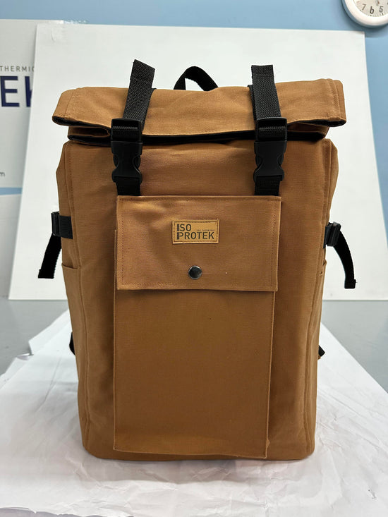 Adjustable Fold-Over Brown Everyday Backpack - Image 3