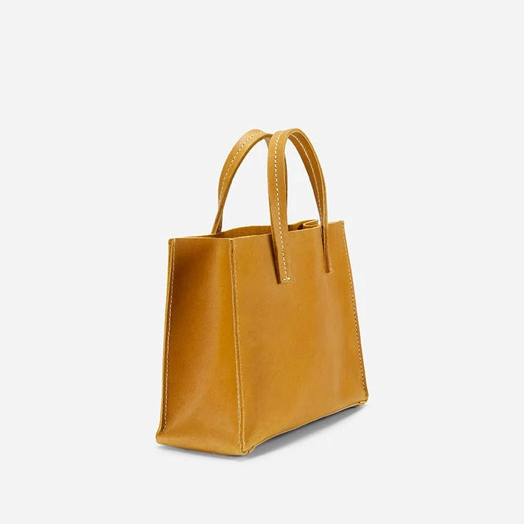 Petite Full-Grain Leather Mini Crossbody Tote - Image 5